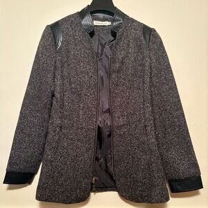 Wool blend zip‎ front blazer